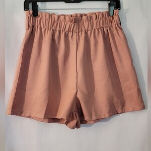 SHEIN Pink High Waist Shorts with Elastic Waistband Size L